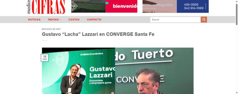 Nota de Cifras Online sobre Converge: Gustavo “Lacha” Lazzari en CONVERGE Santa Fe