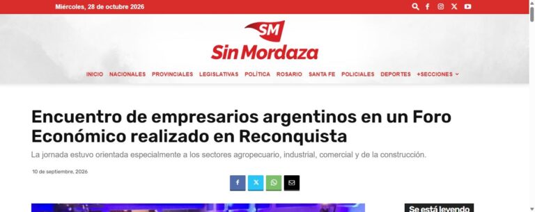 Nota de Sin Mordaza sobre Converge: Encuentro de empresarios argentinos en un Foro Económico realizado en Reconquista