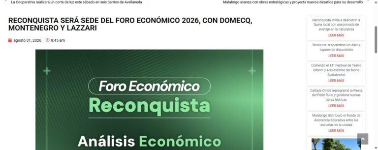 Nota de RegiónNet sobre Converge: Reconquista será sede del Foro Económico 2026, con Domecq, Montenegro y Lazzari