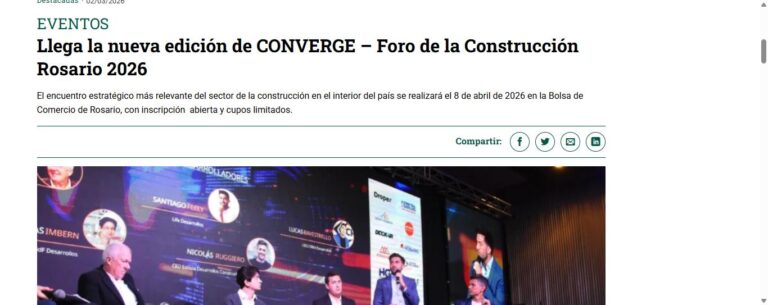 Nota de El Occidental sobre Converge: Llega la nueva edición de CONVERGE – Foro de la Construcción Rosario 2026
