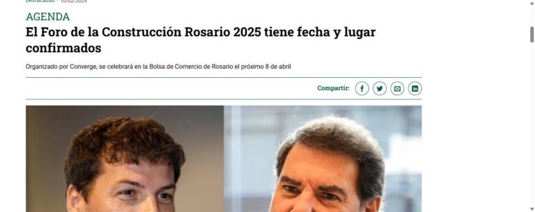 Nota de El Occidental sobre Converge: El Foro de la Construcción Rosario 2025 tiene fecha y lugar confirmados